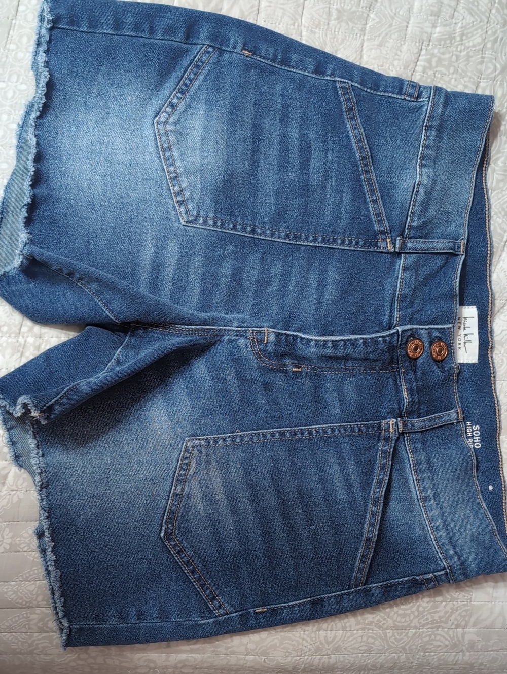 Nicole Miller Blue Denim Shorts with Frayed Hem